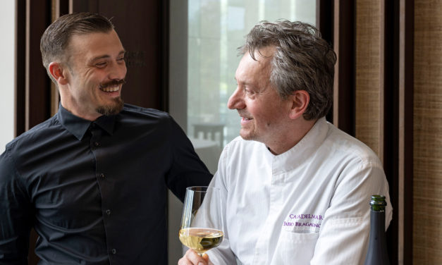 Fabio Bragagnolo, 2-star Michelin chef of the Casadelmar restaurant in Porto-Vecchio and Kevin Sanzay, head sommelier.